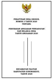 PERATURAN DESA GROGOL NOMOR 3 TAHUN 2020